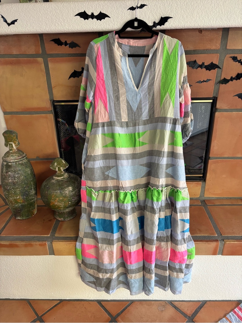 Handmade Italian cotton geometric botique dress